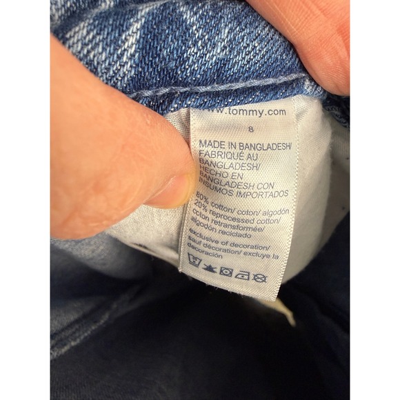 Tommy Hilfiger Denim Midi Skirt Button Front Medium Wash Blue A-Line Womens 8 - Picture 5 of 6